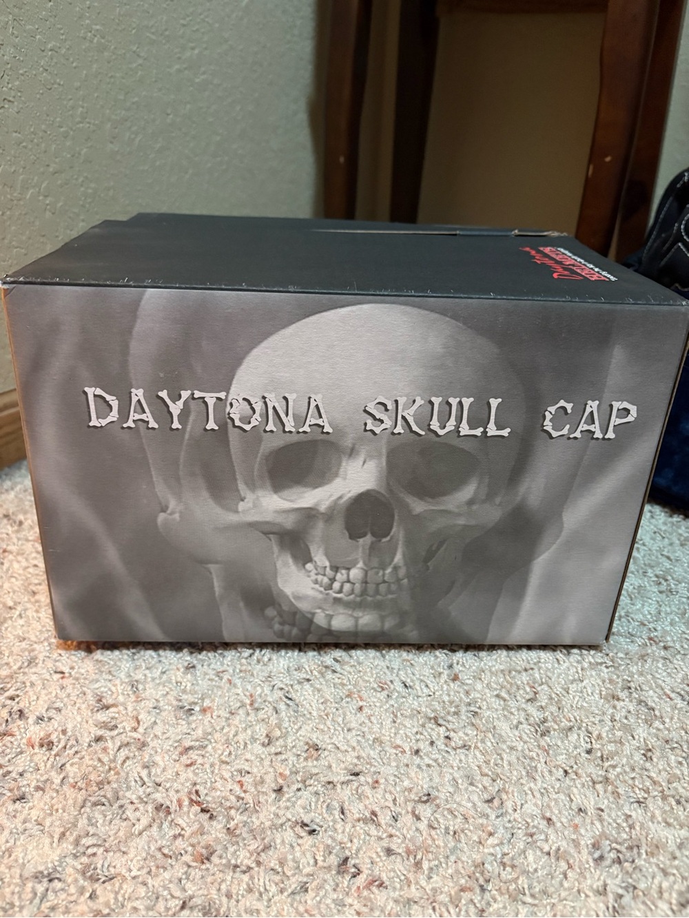 Daytona Skull Cap blue ghost flames half helmet